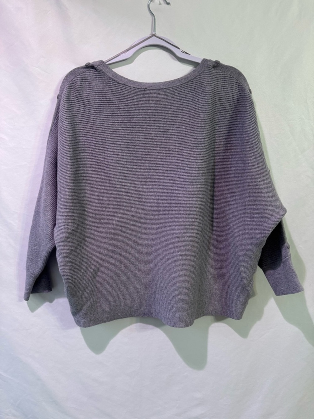 Plus Size Light Gray Ribbed Crewneck Sweater By Tahari - Picture 6 of 7